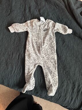 Nike Heather Gray Fleece Baby Footed One-Piece